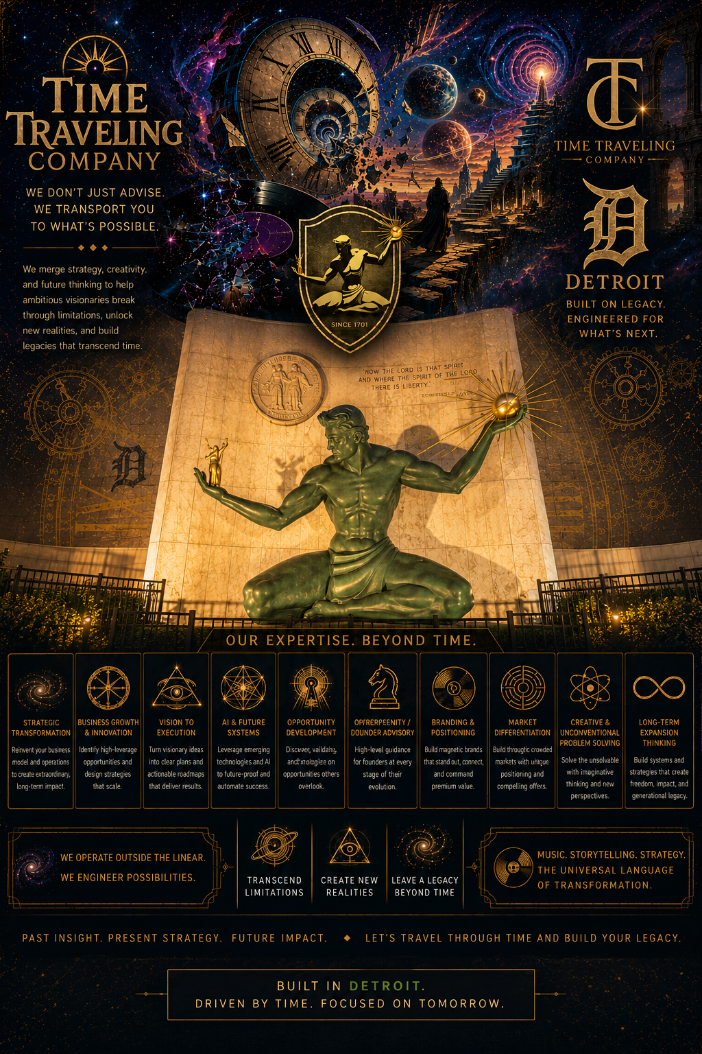 Spirit of Detroit future opportunity and Time Traveling Company legacy visual