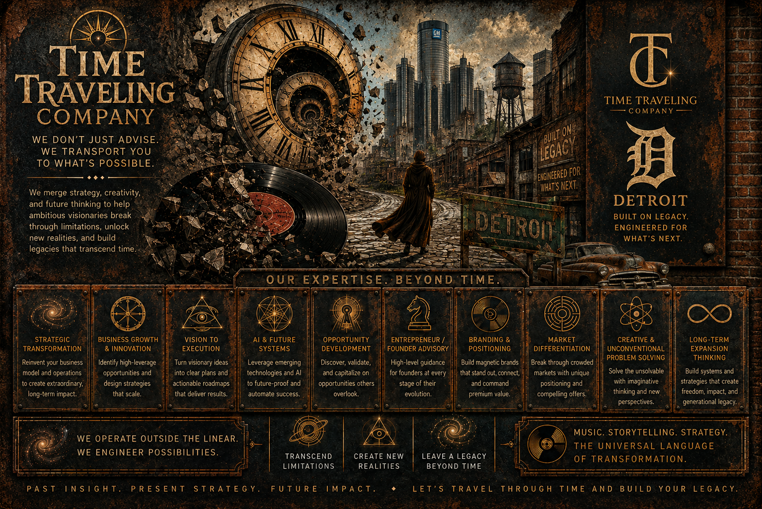 Time Traveling Company strategy, opportunity, and future systems visual